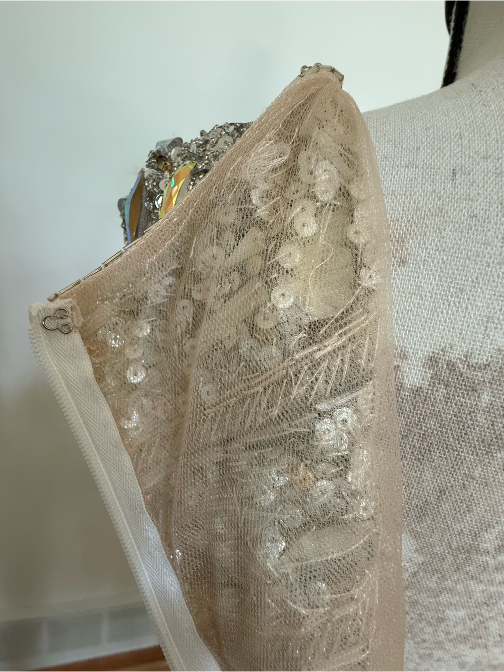 Terani Couture Beaded Champagne and Ivory Midi Dress - Picture 11 of 13